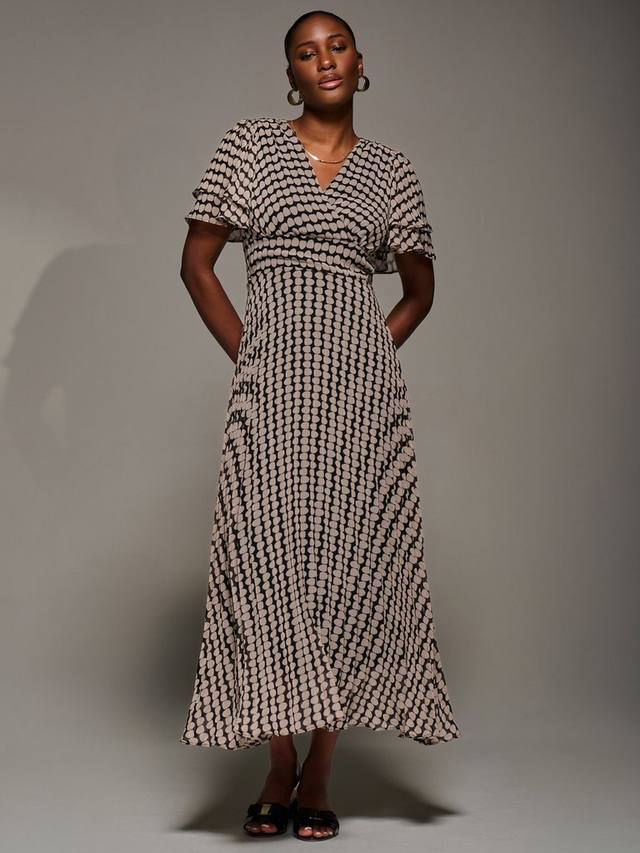 

Платье из шифона с геометрическими рюшами Jolie Moi, Black Geo