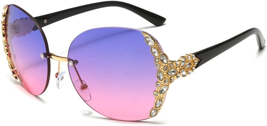 

Винтажные солнцезащитные очки без оправы большого размера, солнцезащитные очки с бриллиантами, женские панк-очки, солнцезащитные очки для женщин с защитой от УФ-излучения UV400 LANGSER, Purple Pink