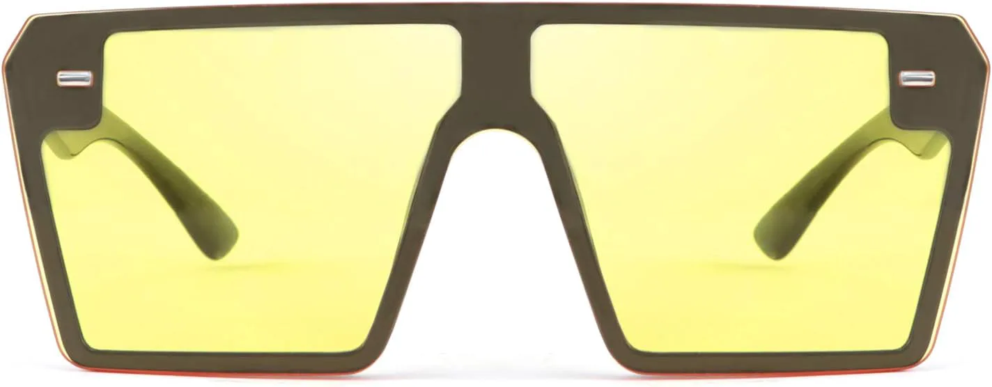 

FEISEDY Модные солнцезащитные очки большого размера без оправы, квадратной формы, для женщин и мужчин, в стиле ретро, ​​с плоской верхней частью, модель B2636, Yellow