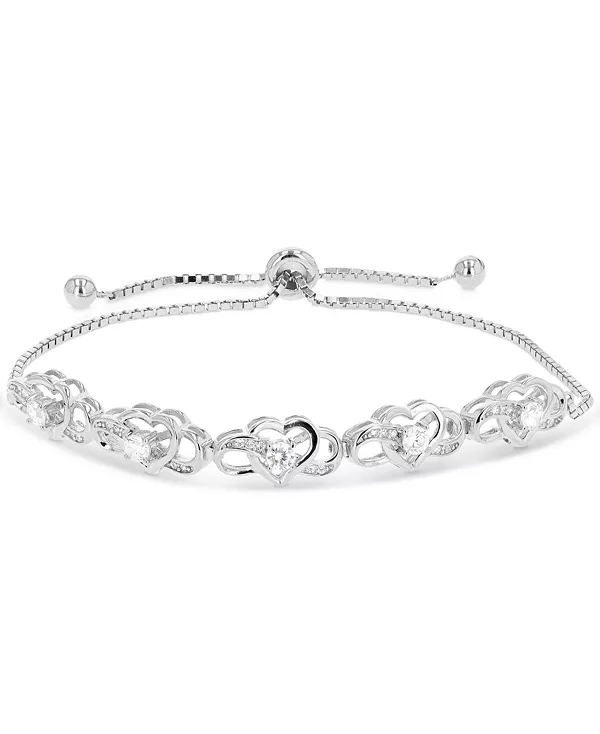 

Браслет-Боло с кубическим цирконием в форме сердца-бесконечности из стерлингового серебра Macy'S, white