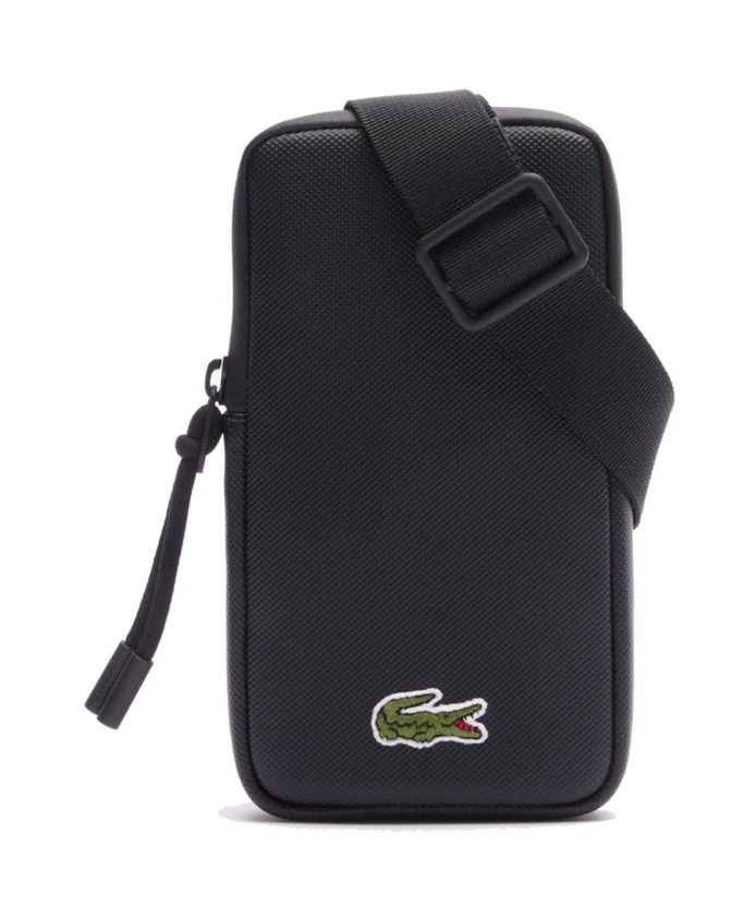 

Городская сумка через плечо из крокодиловой кожи Lacoste, черный