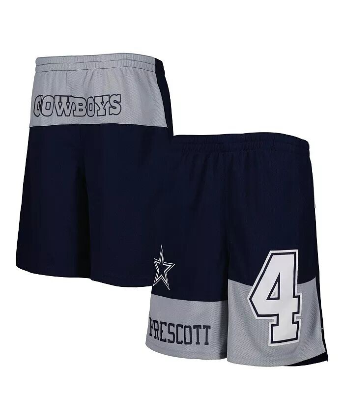 

Темно-синие шорты Big Boys Dak Prescott Dallas Cowboys с именем и номером игрока Outerstuff