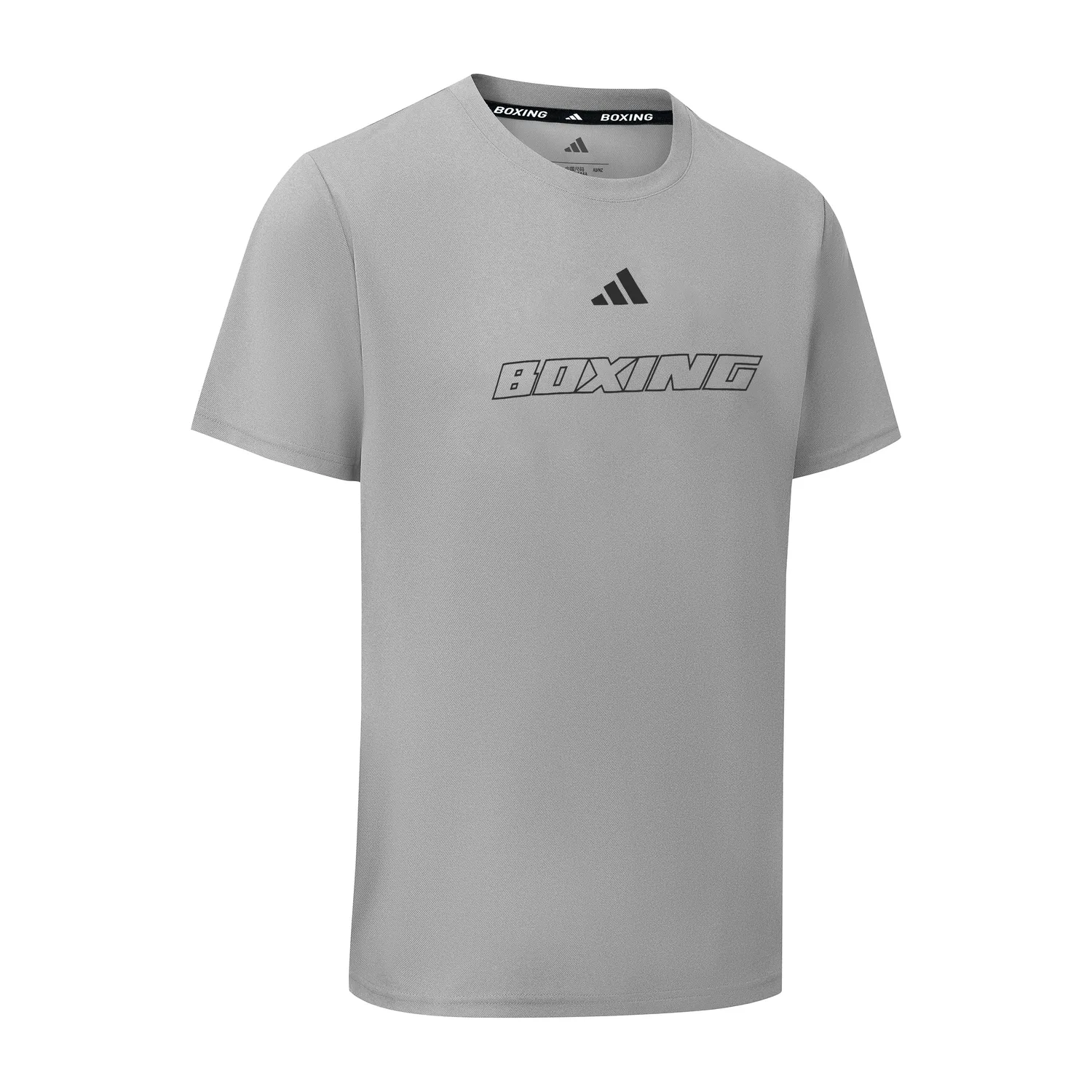 Adidas Футболка унисекс с коротким рукавом и круглым вырезом, быстросохнущая, серо-черная — фото 3