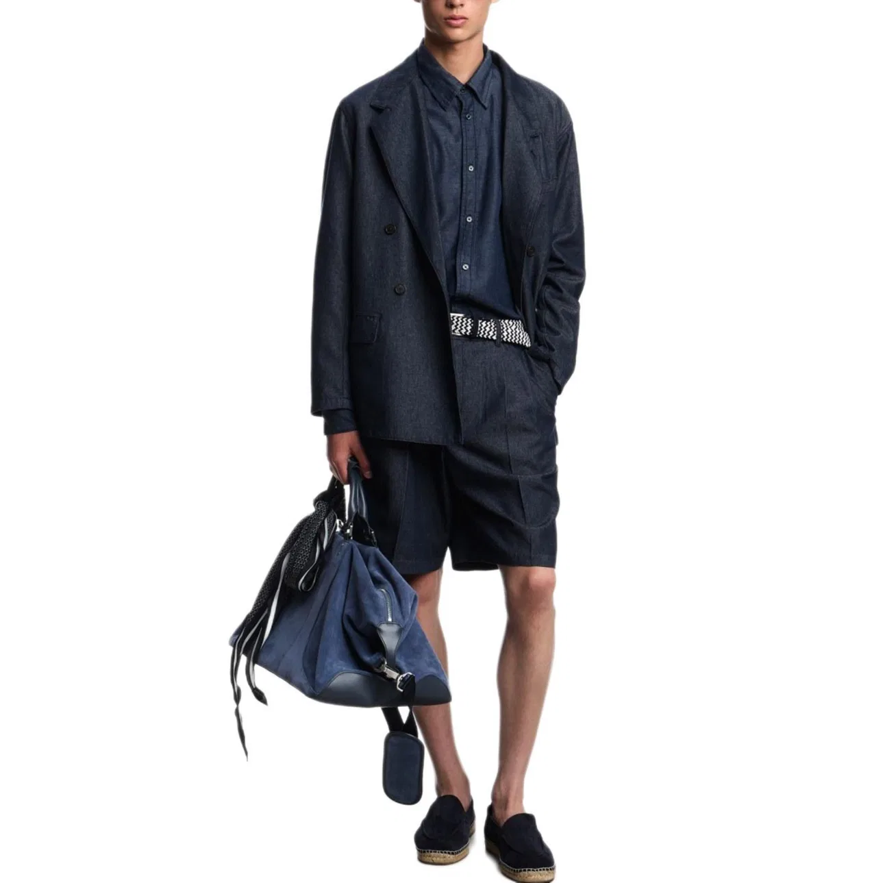 Джинсовая рубашка с вышитым логотипом EMPORIO ARMANI, Blue — фото 4