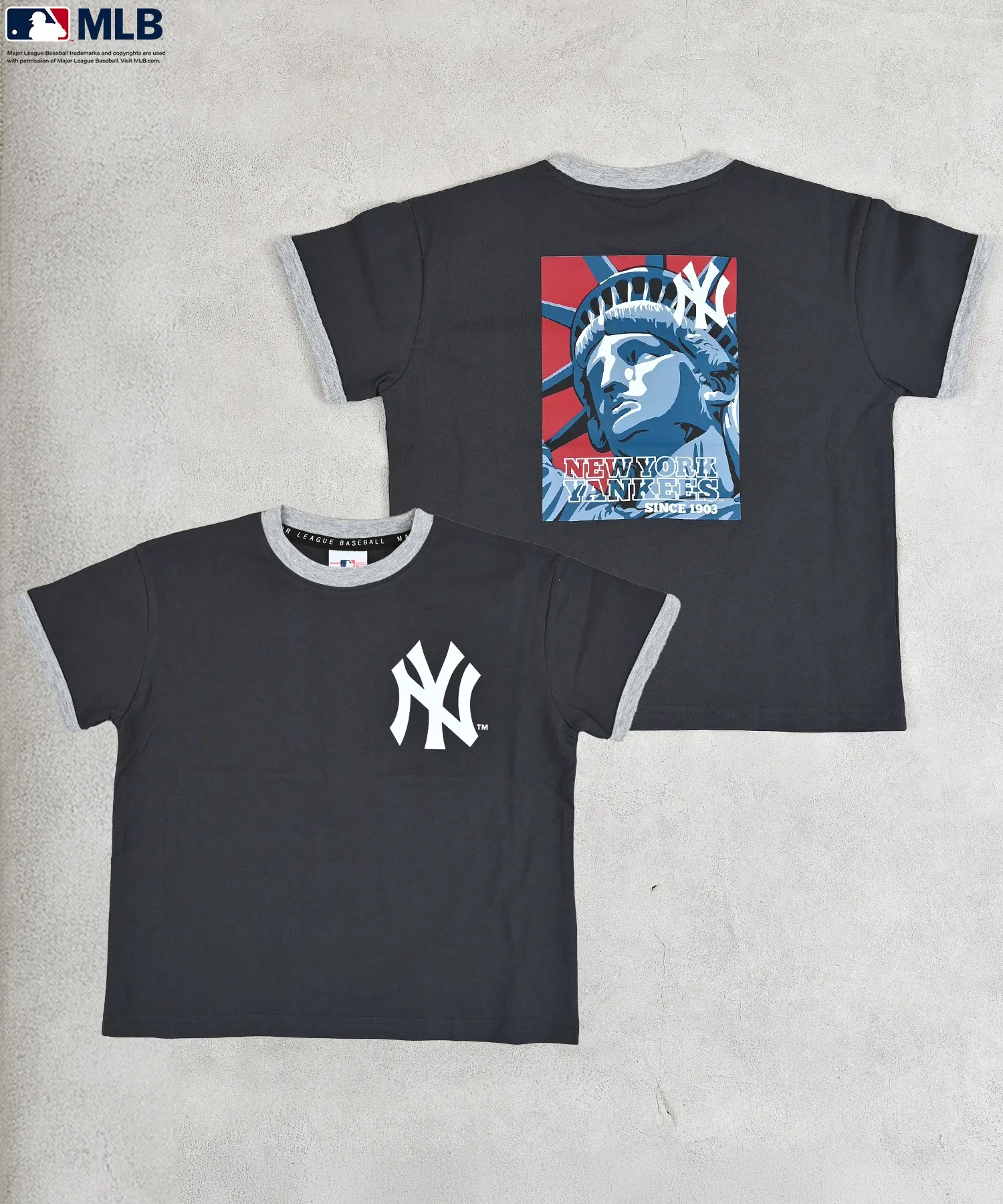 Детская футболка MLB с принтом New York Yankees серого цвета