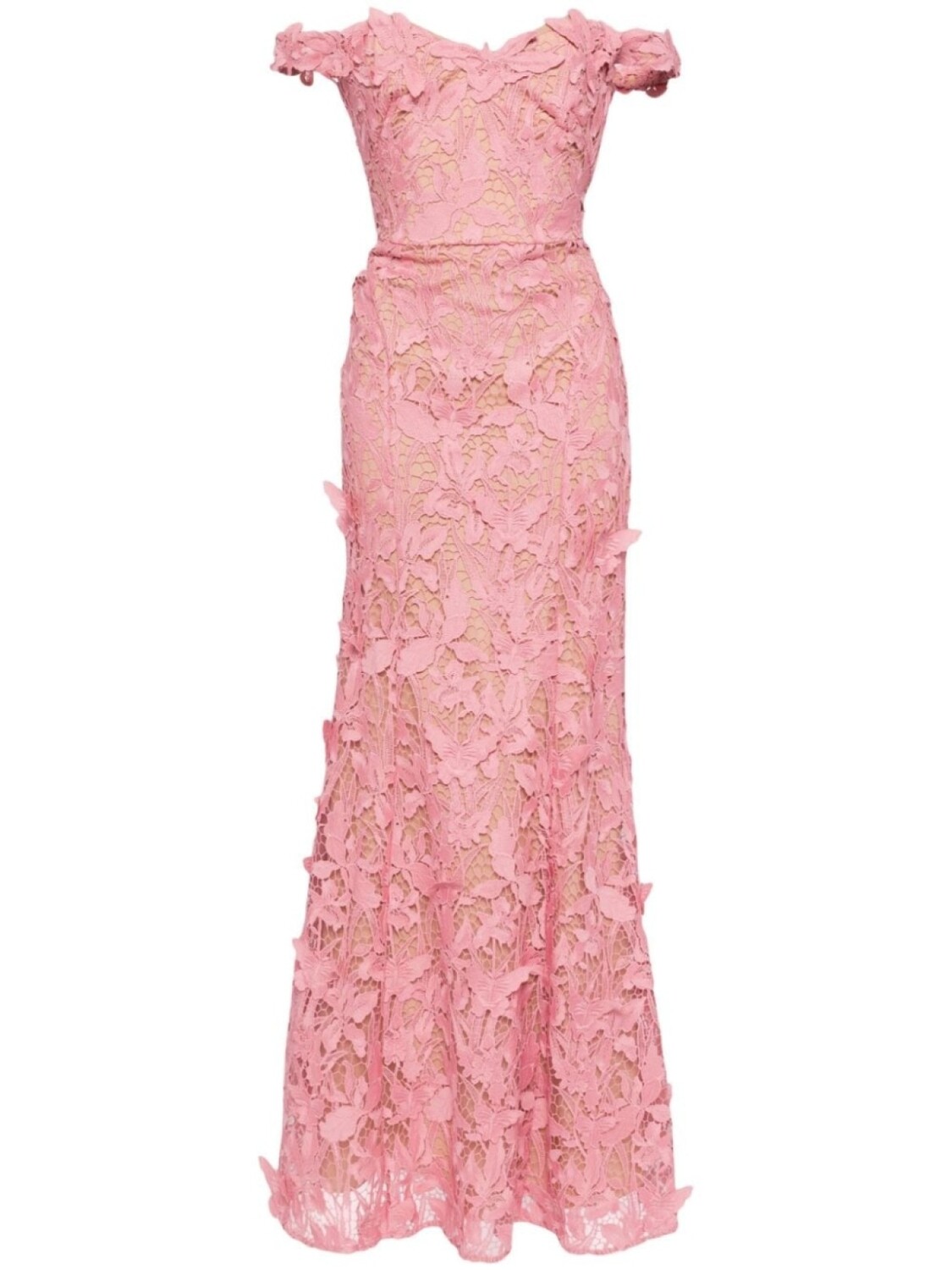 

Marchesa Notte платье с кружевными деталями, розовый