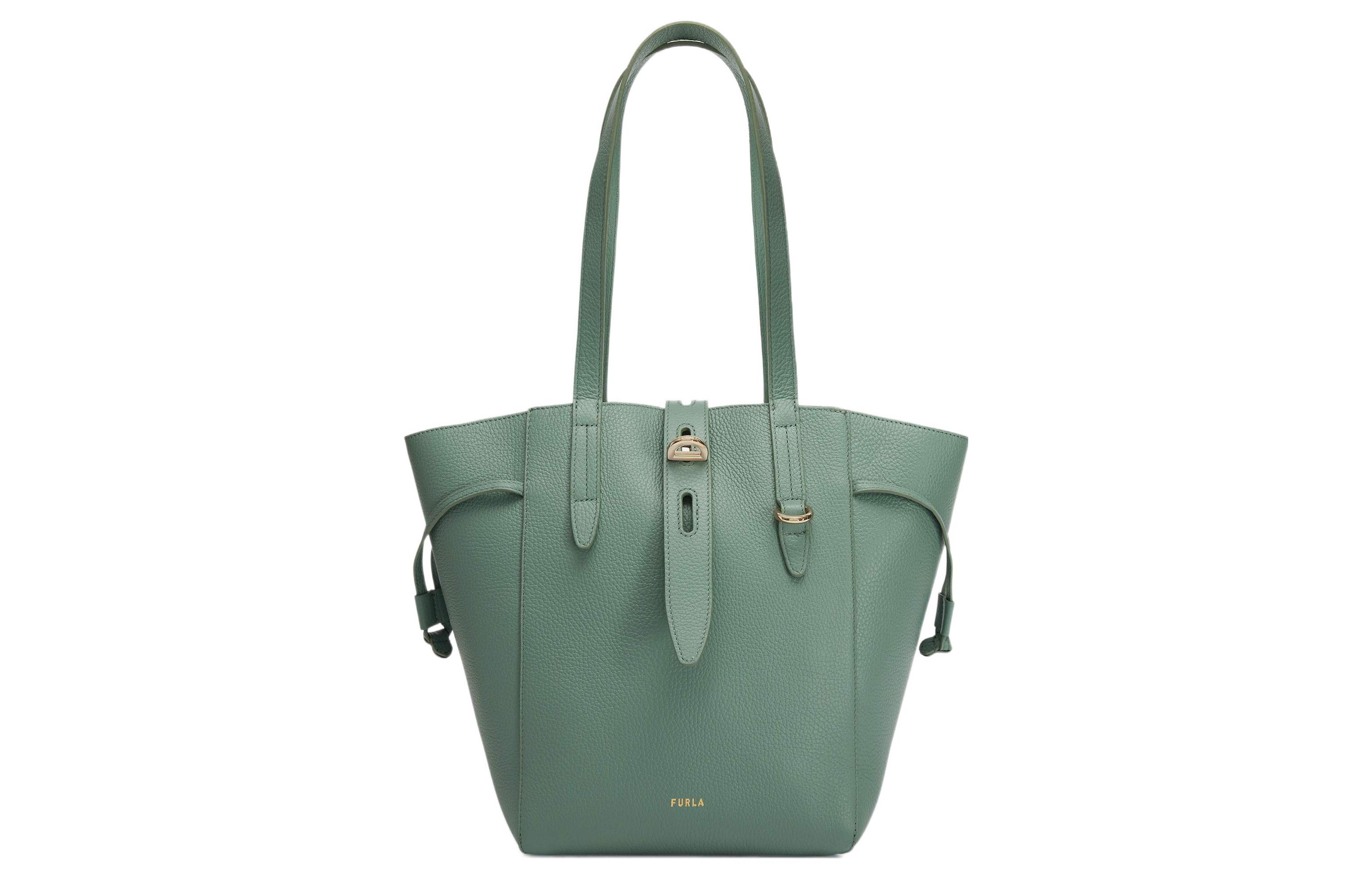 

Furla Сумка-корзинка из зерненой телячьей кожи на одно плечо среднего размера для женщин горохового зеленого цвета
