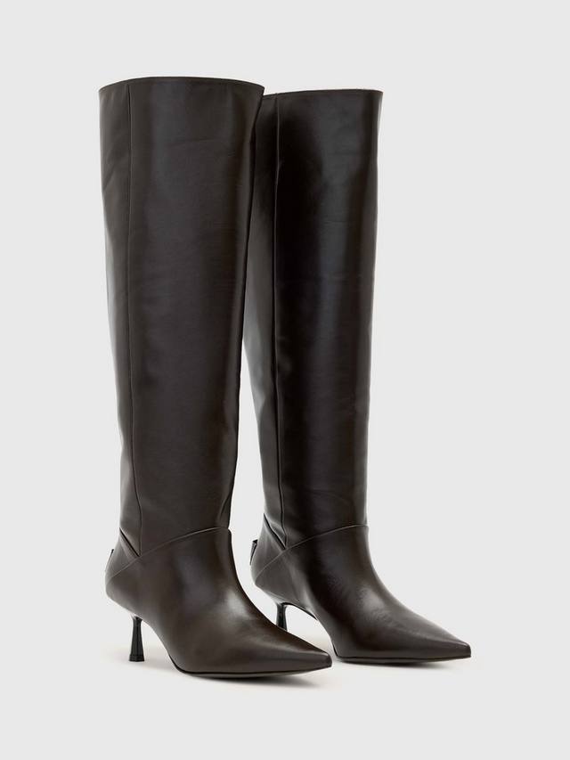 Высокие кожаные ботинки Odyssey до колена AllSaints, Brown Mid — фото 4