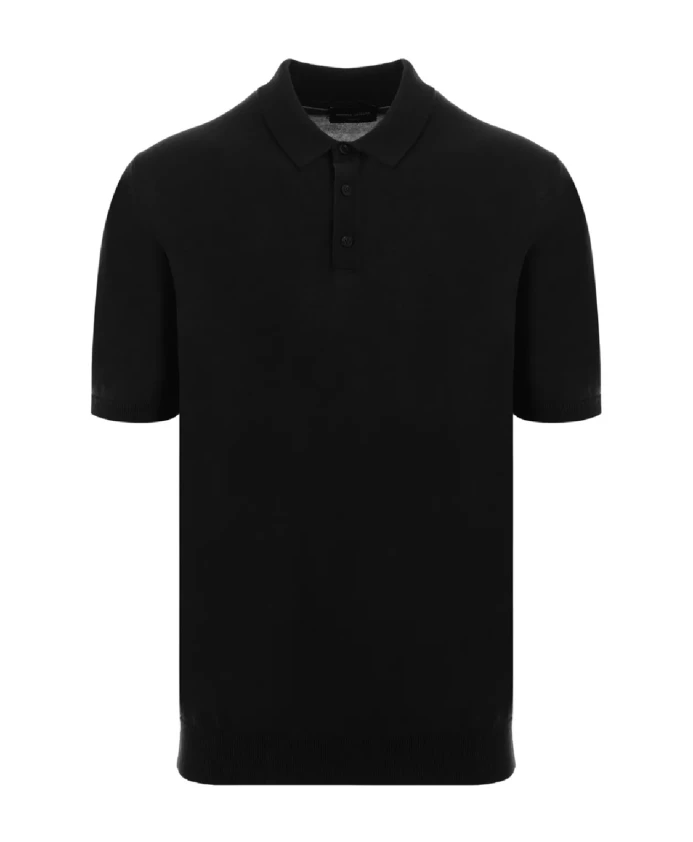 

Классическая хлопковая рубашка-поло черного цвета. Roberto Collina, черный