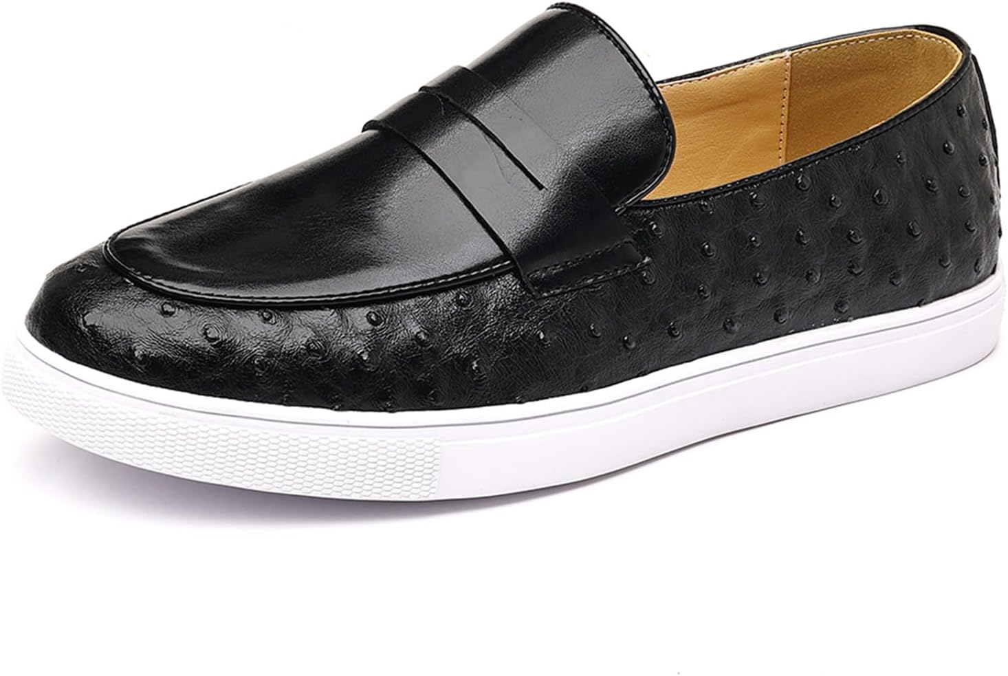 

Мужские кожаные лоферы на платформе с круглым носком, без шнурков, ретро стиль, удобная толстая подошва, легкие лоферы без рук для повседневных прогулок Bangteuo, черный