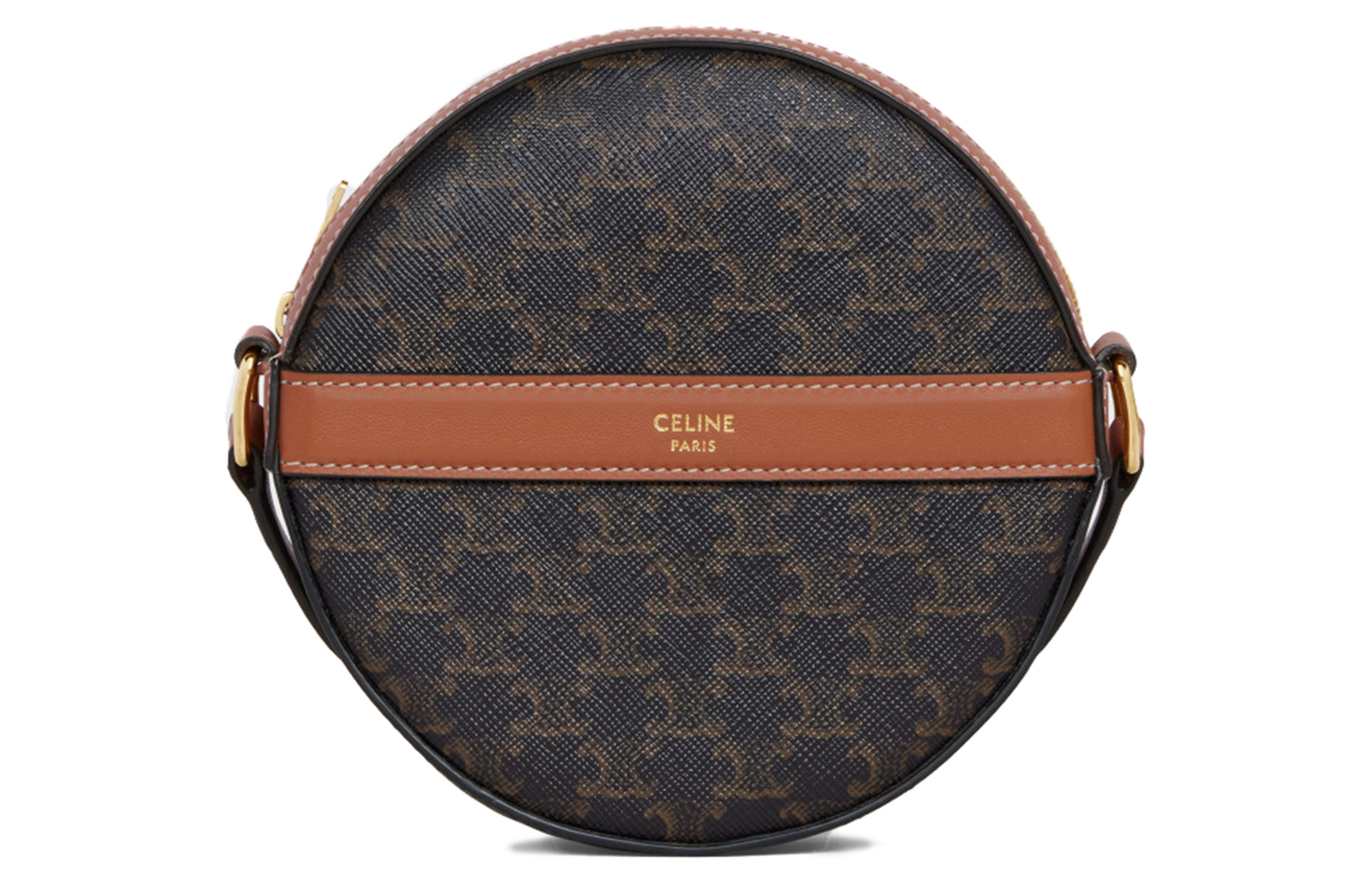 

Сумка через плечо на пояс CELINE Triomphe из канвы с кожаным медальоном черно-коричневая