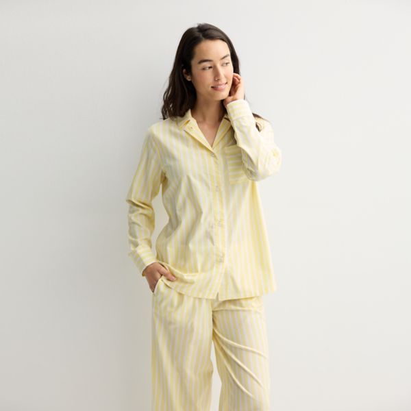 

Женская пижамная рубашка oversize с V-образным вырезом Sonoma Goods For Life, цвет yellow white stripe