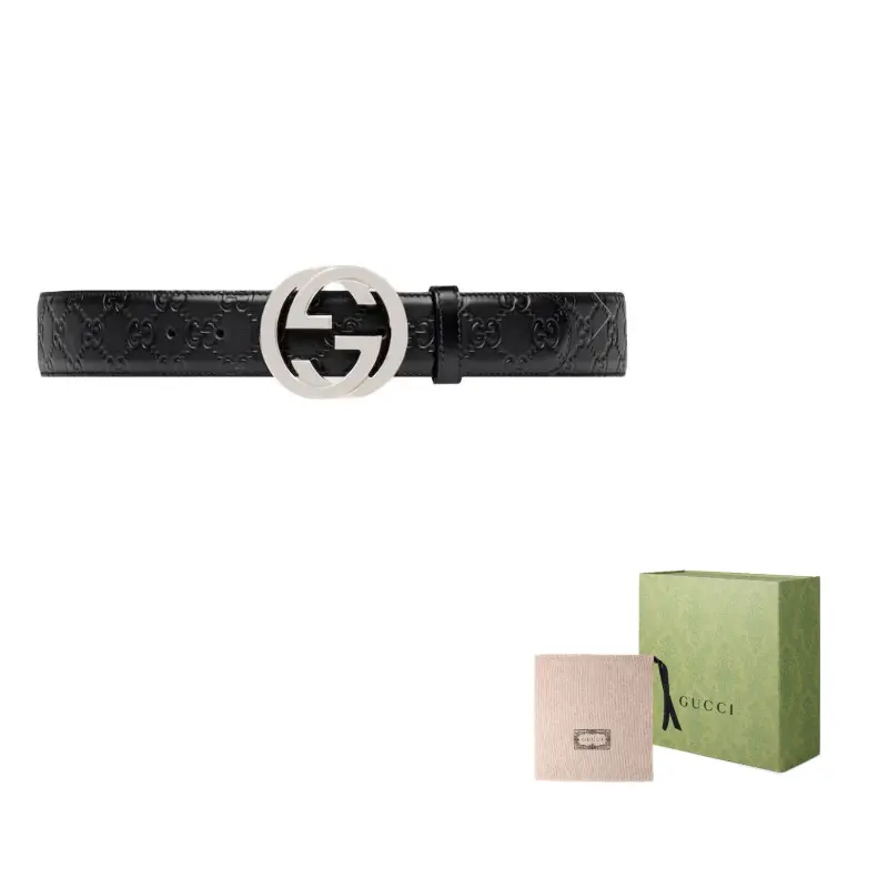 

GUCCI Кожаный ремень унисекс черный ширина 3,8 см, Black