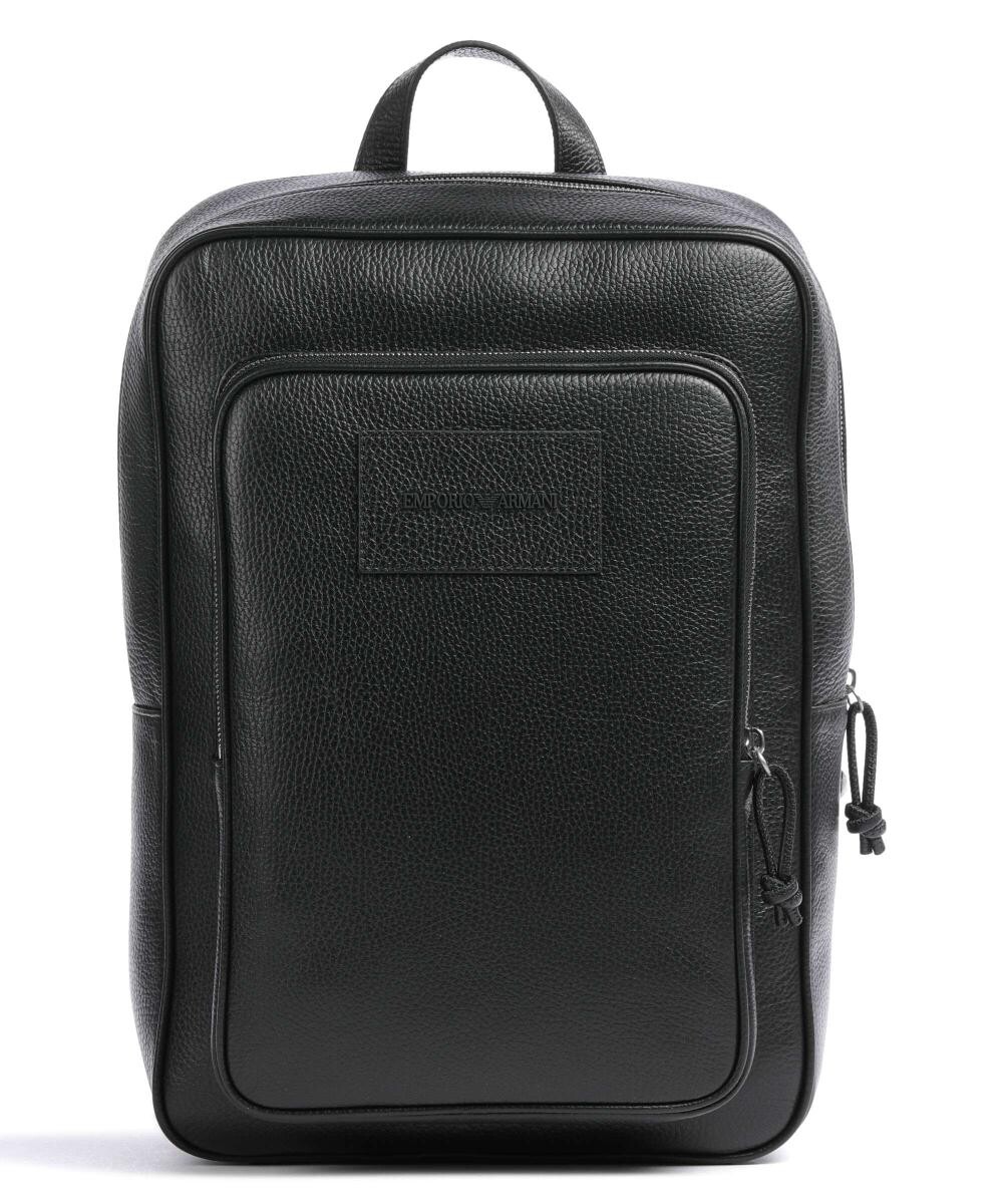 

Бизнес-Рюкзак 15 дюймов из зернистой яловой кожи. Emporio Armani, черный