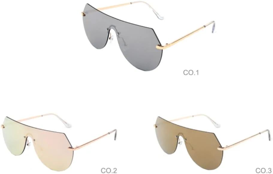 

Модные солнцезащитные очки без оправы для женщин и мужчин, большие солнцезащитные очки в винтажном стиле, очки с защитой от УФ-излучения UV400 TKKTLLT, C3