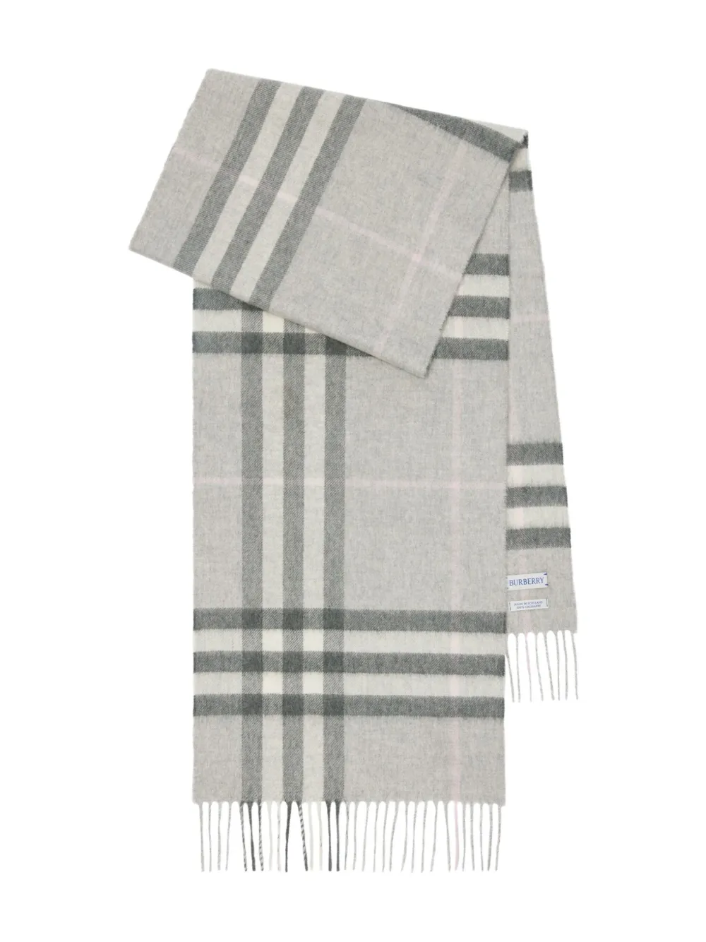 

Кашемировый шарф в клетку BURBERRY, серый