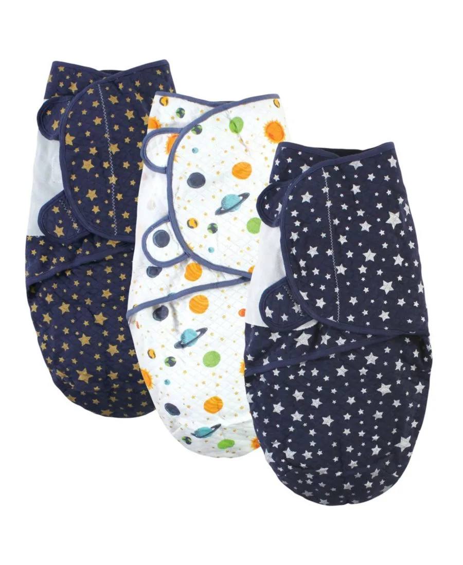 Комплект из 3 мягких хлопковых пеленок для младенцев Hudson Baby, Metallic Stars