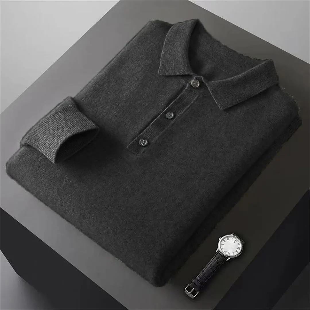 Мужской свитер на пуговицах Heavyweight Knit Pullover Slim Fit — фото 4