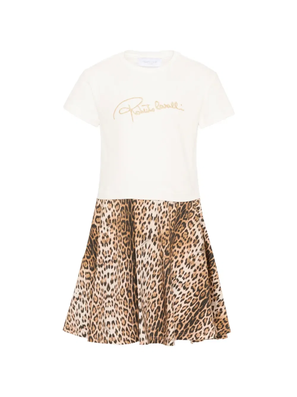 Платье-футболка с леопардовым принтом Roberto Cavalli Junior, нейтральный