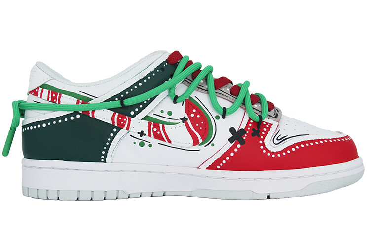 

Кроссовки Nike Dunk Skateboarding Shoes Women's Low-top White, красный
