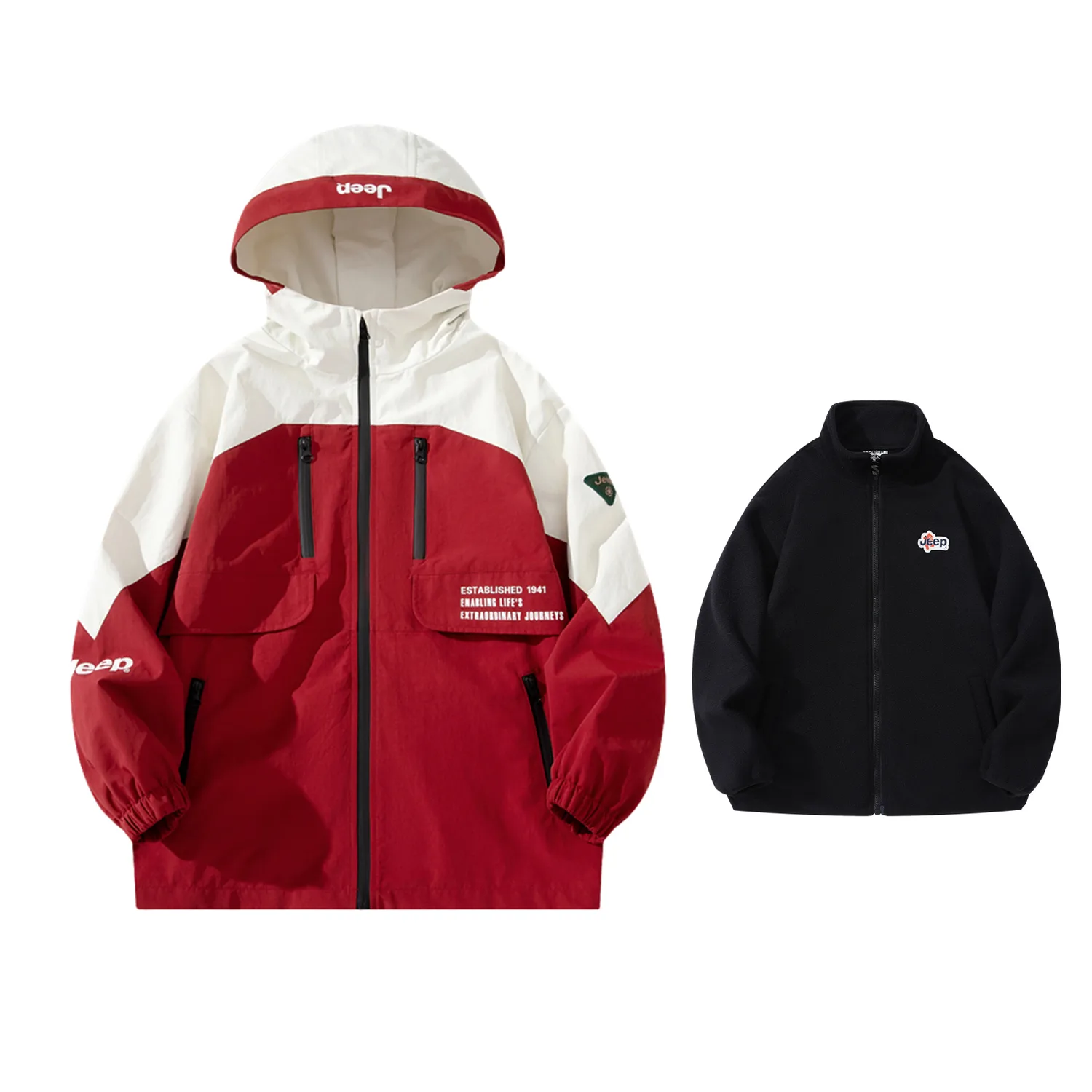 Куртка с капюшоном для школьников Jeep, New Year Red (Triple-Layer Thickened Coat)