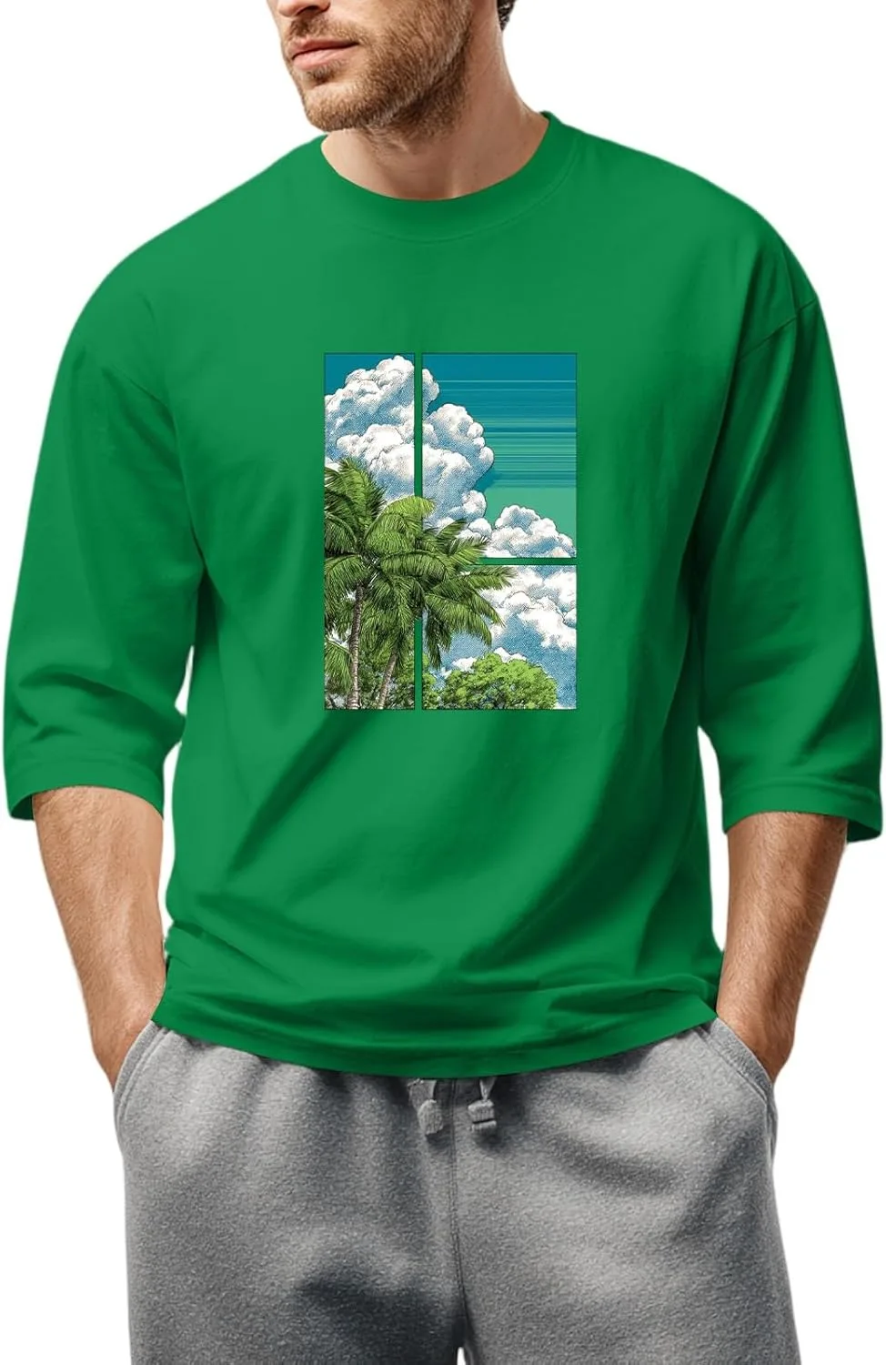 

Футболка для мужчин Casual Loose с 2D Print Kvsozwuty