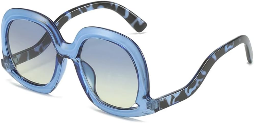 

Солнцезащитные очки для мужчин и женщин - защита UV400 - овальная форма, разноцветный леопардовый градиент, для занятий спортом на открытом воздухе и вождения DSVIGF, Leopard Blue Yellow