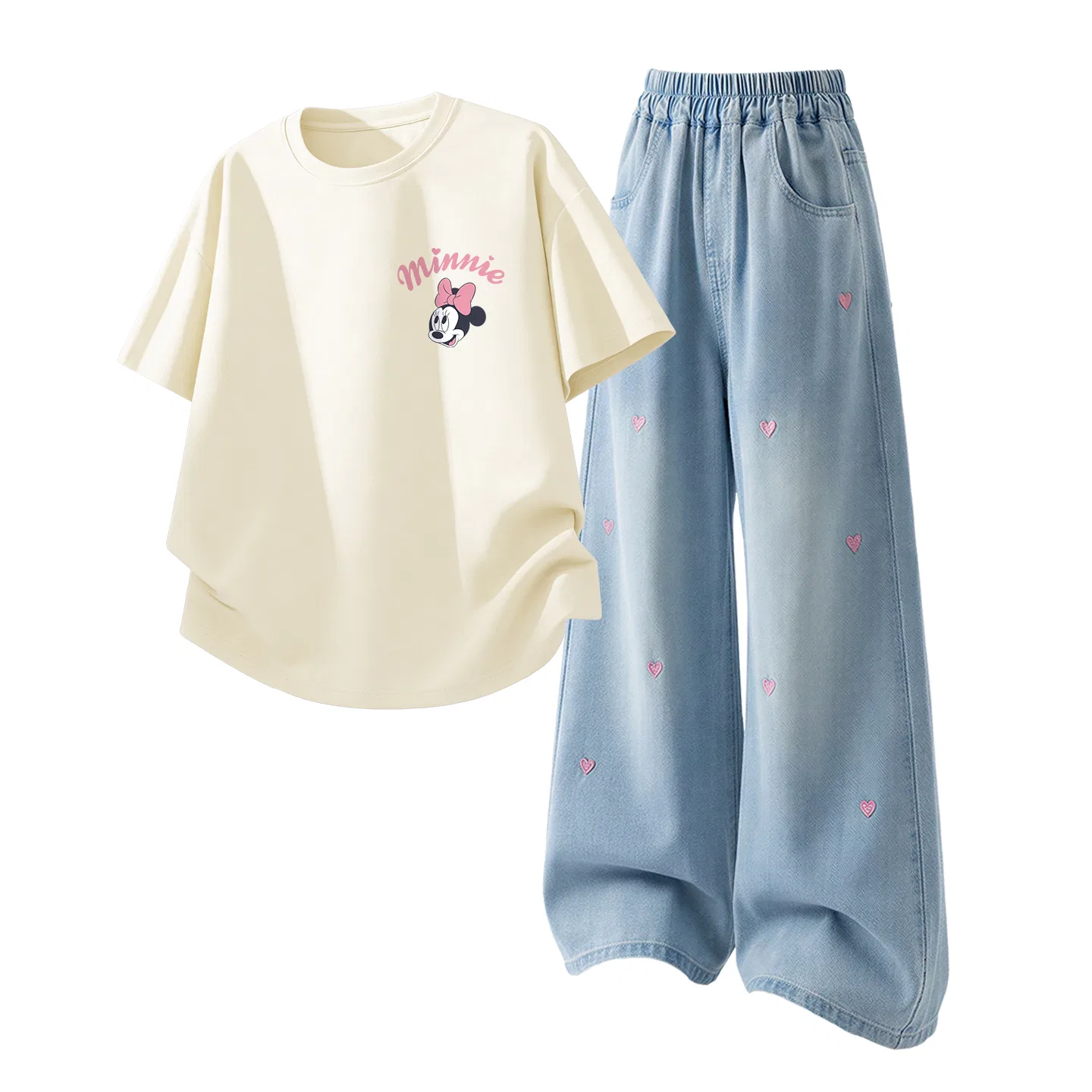 Детский спортивный костюм Casual Sportswear 2 Piece Set Disney, Di's Eye K Ivory White+Solid Color Denim Light Blue