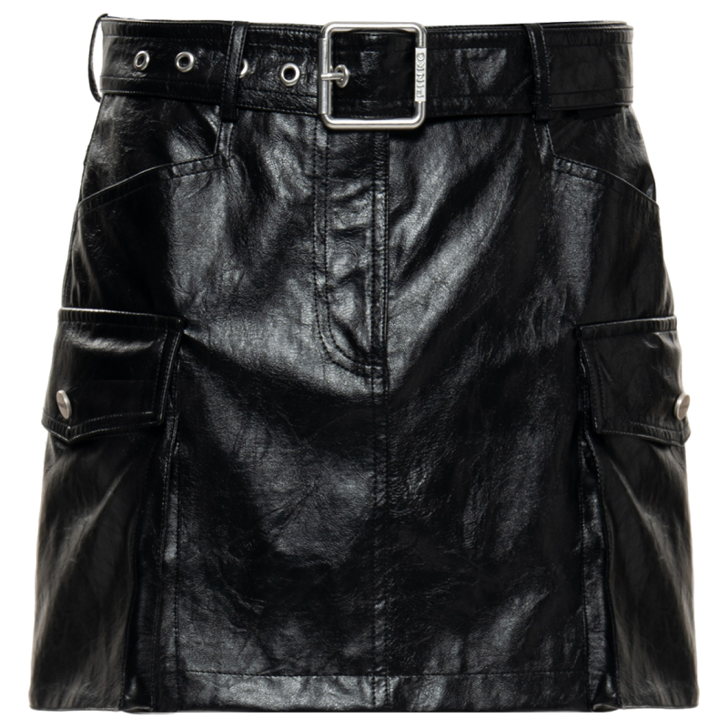 

Кожаная короткая юбка SS26 для женщин PINKO, черный