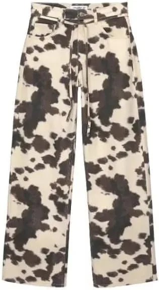 

Джинсы Cow Print Unisex Y2K Vintage High Waisted Baggy Xojbzoo