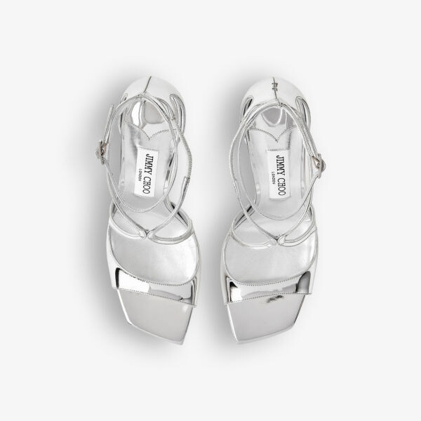 Кожаные босоножки на каблуке Azia 95 Jimmy Choo, серебряный — фото 2