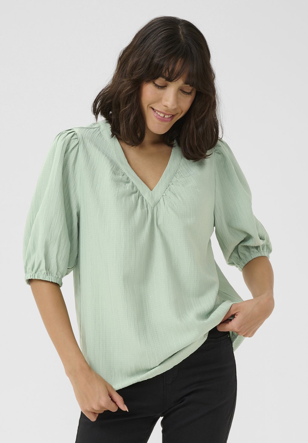

Блуза KAPAULINA V-NECK Kaffe, зеленый