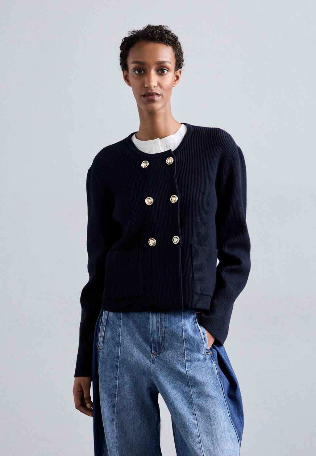 

Кардиган CARDICOAT DOUBLE BOUTONNAGE sandro, темно-синий