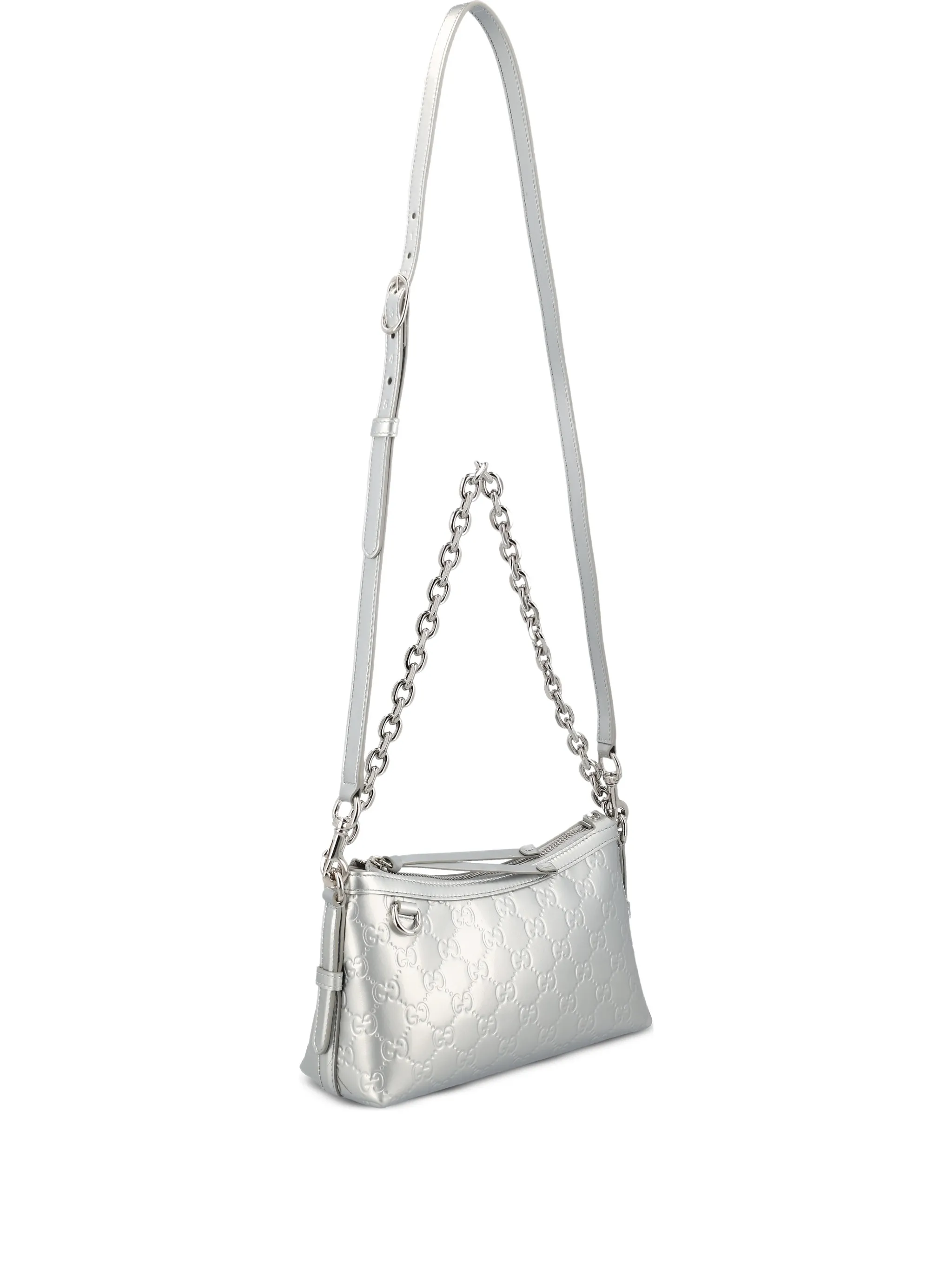 

Маленькая сумка на плечо с тиснением GG Emblem Gucci, серебристый