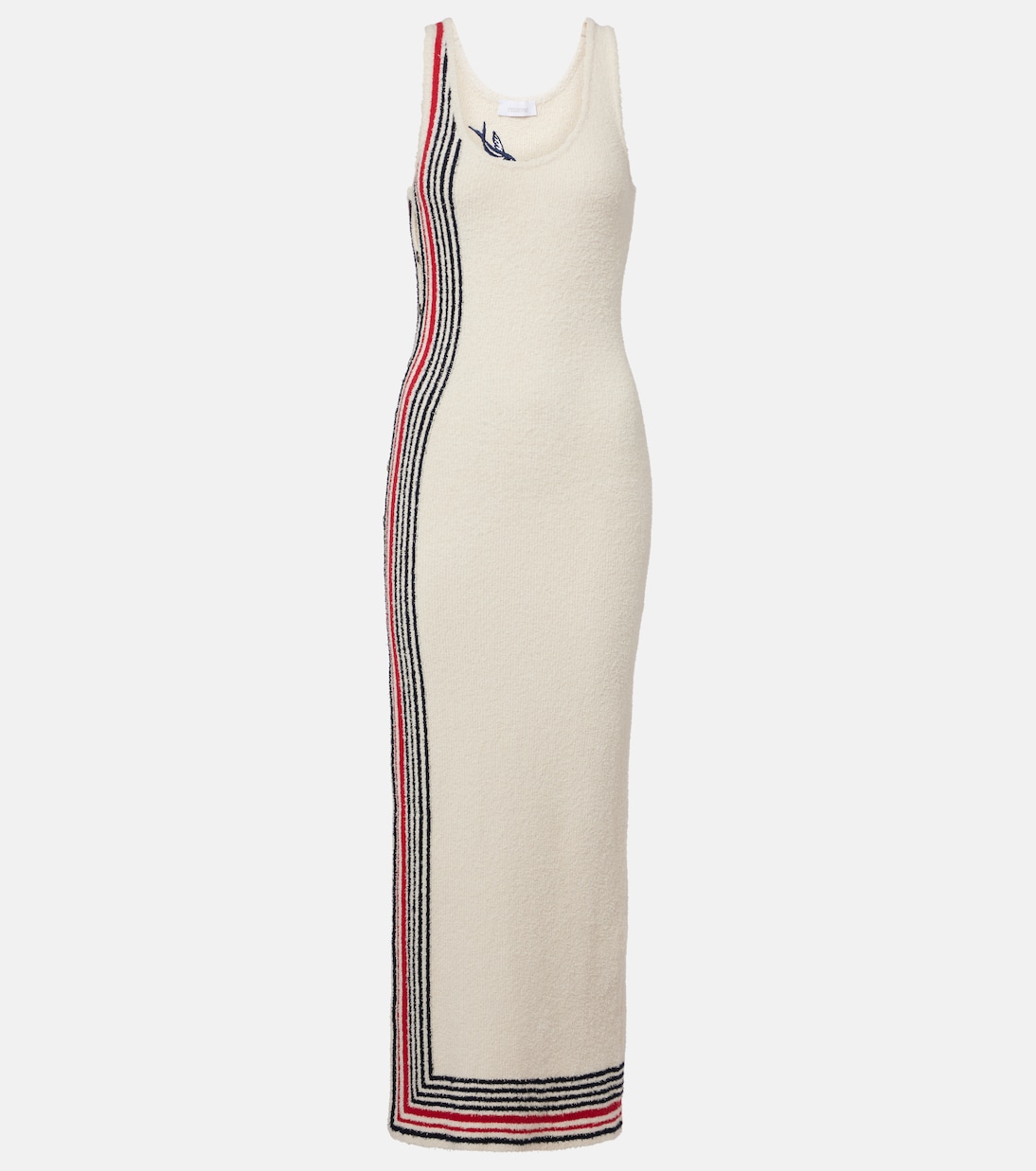 

Полосатое миди-платье из хлопкового махрового материала Rabanne, Red / Navy Stripes