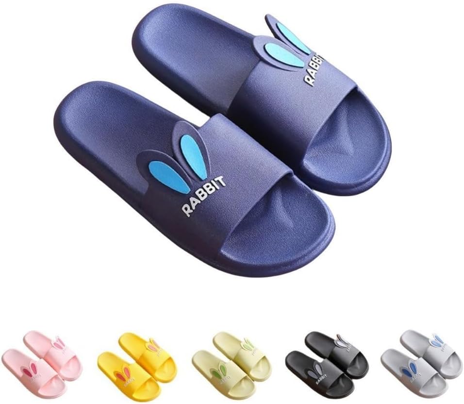 

Милые тапочки ALBIVA в виде зайчиков для женщин, летние, мягкая платформа, нескользящие сандалии для дома и улицы, кавайные подарки для женщин и мужчин, синий