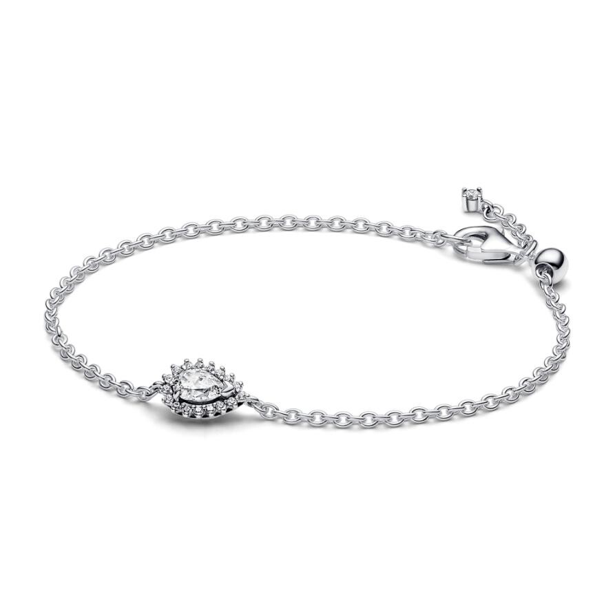 

Браслет Sparkling Pear Halo Chain Pandora, стерлинговое серебро