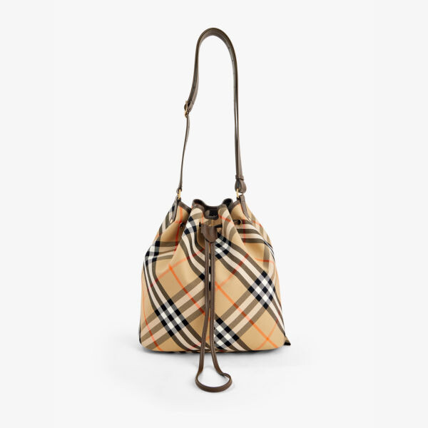 

Сумка-Ведро из хлопка с завязками в клетку, средняя Burberry, желтый