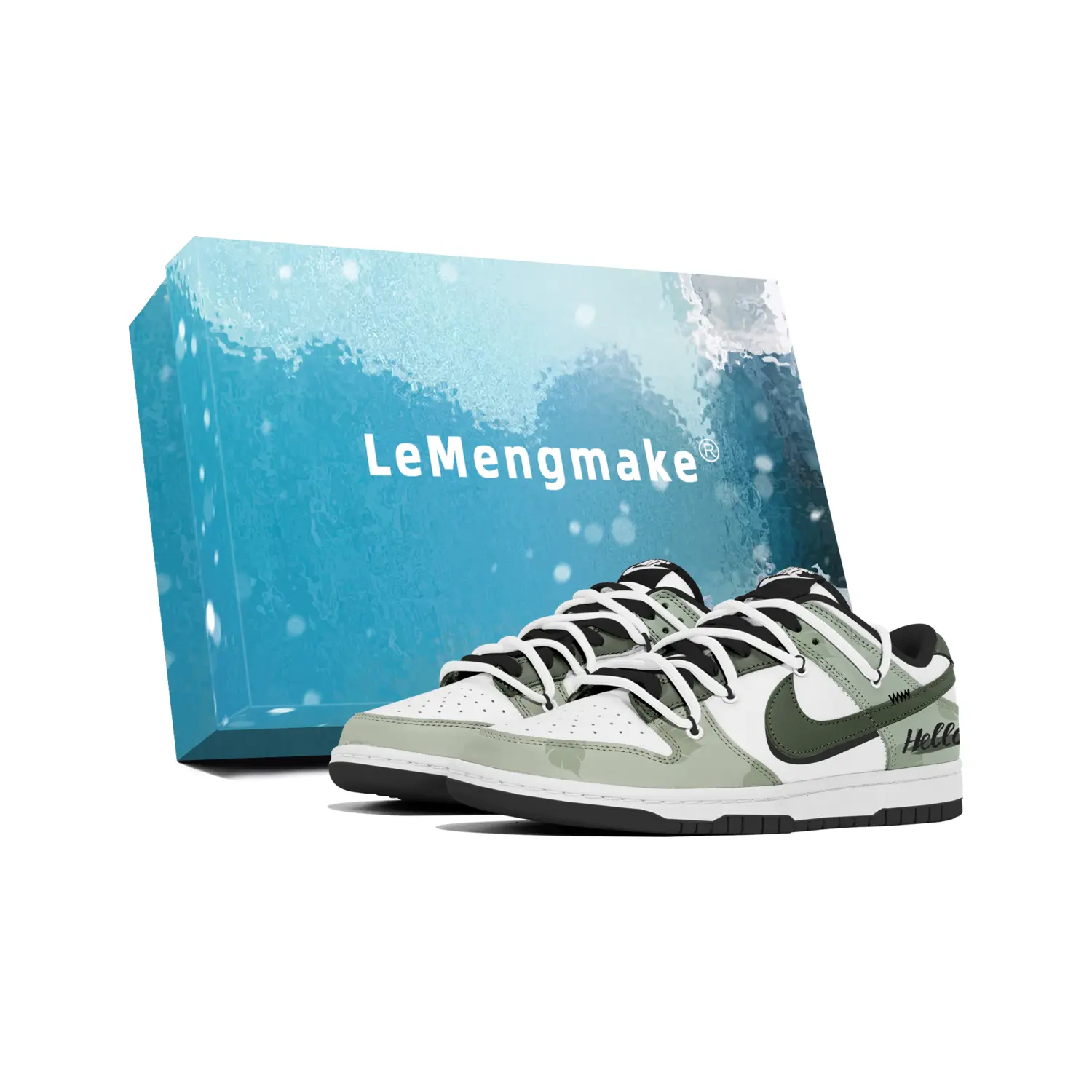 

Nike Кроссовки для скейтбординга Dunk Dust Collection, износостойкие, низкие, мужские, зеленые, белые