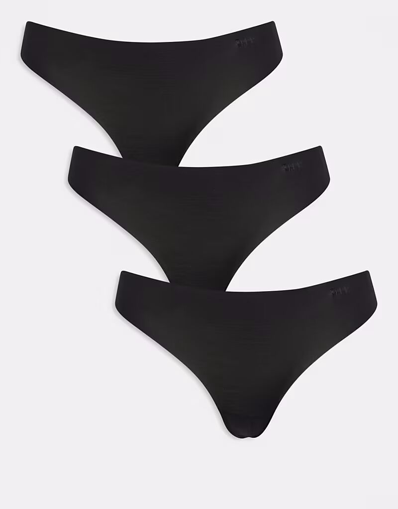 

Комплект из трех трусиков-стрингов DKNY черного цвета