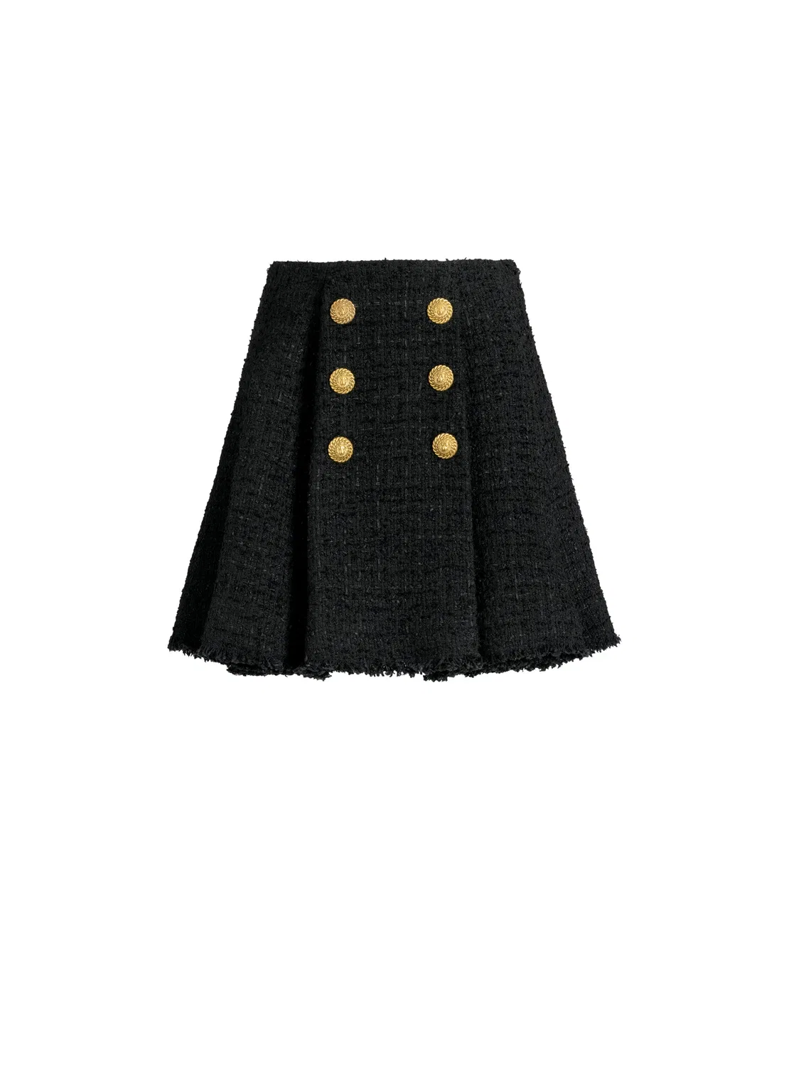 Расклешенная твидовая юбка Balmain, черный