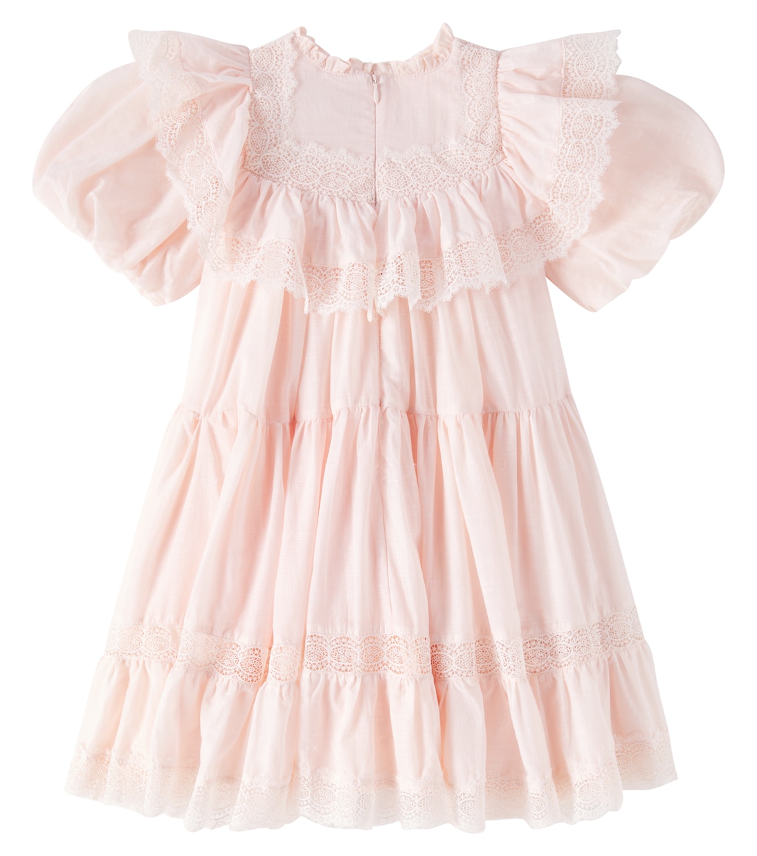 Многоярусное хлопковое платье с кружевной отделкой Petite Amalie  , Soft Peach — фото 3