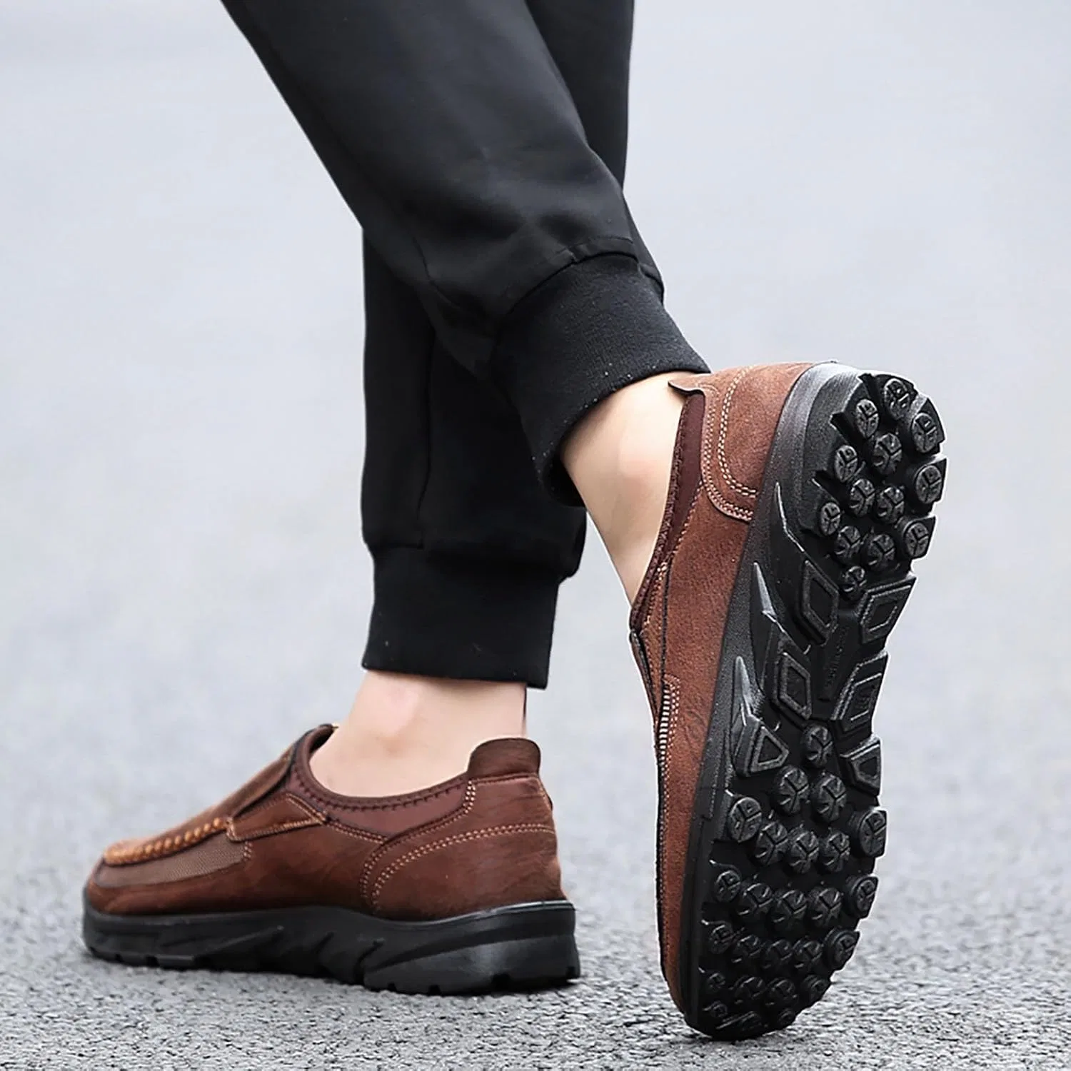 Leichte Sportschuhe, Freizeitschuhe für Herren, Sportschuhe aus Leder, Trendiges für einen aktiven Lebensstil, Кроссовки Generic, Braun — фото 2