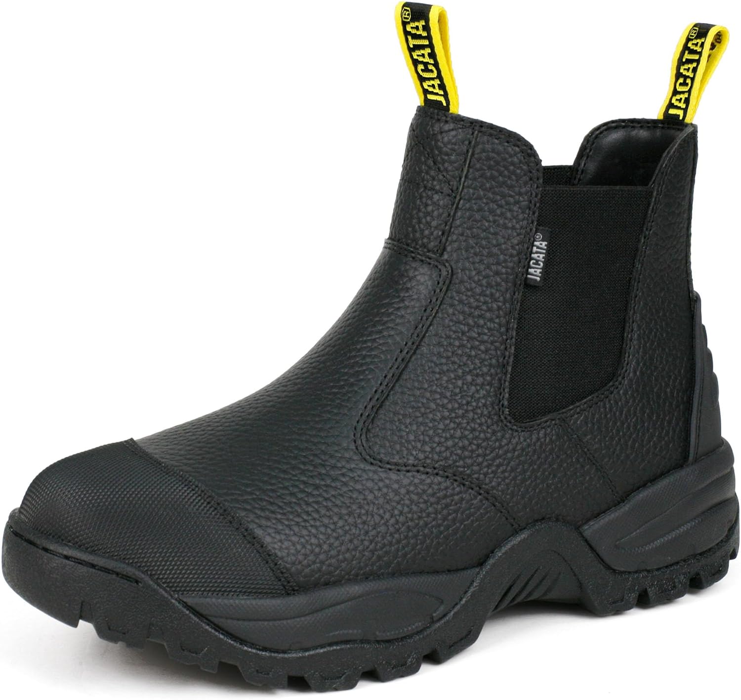 

Ботинки Jacata Mens Chelsea Slip On для мужчин, мужские промышленные строительные мягкие носки, ботинки для мужчин, черный