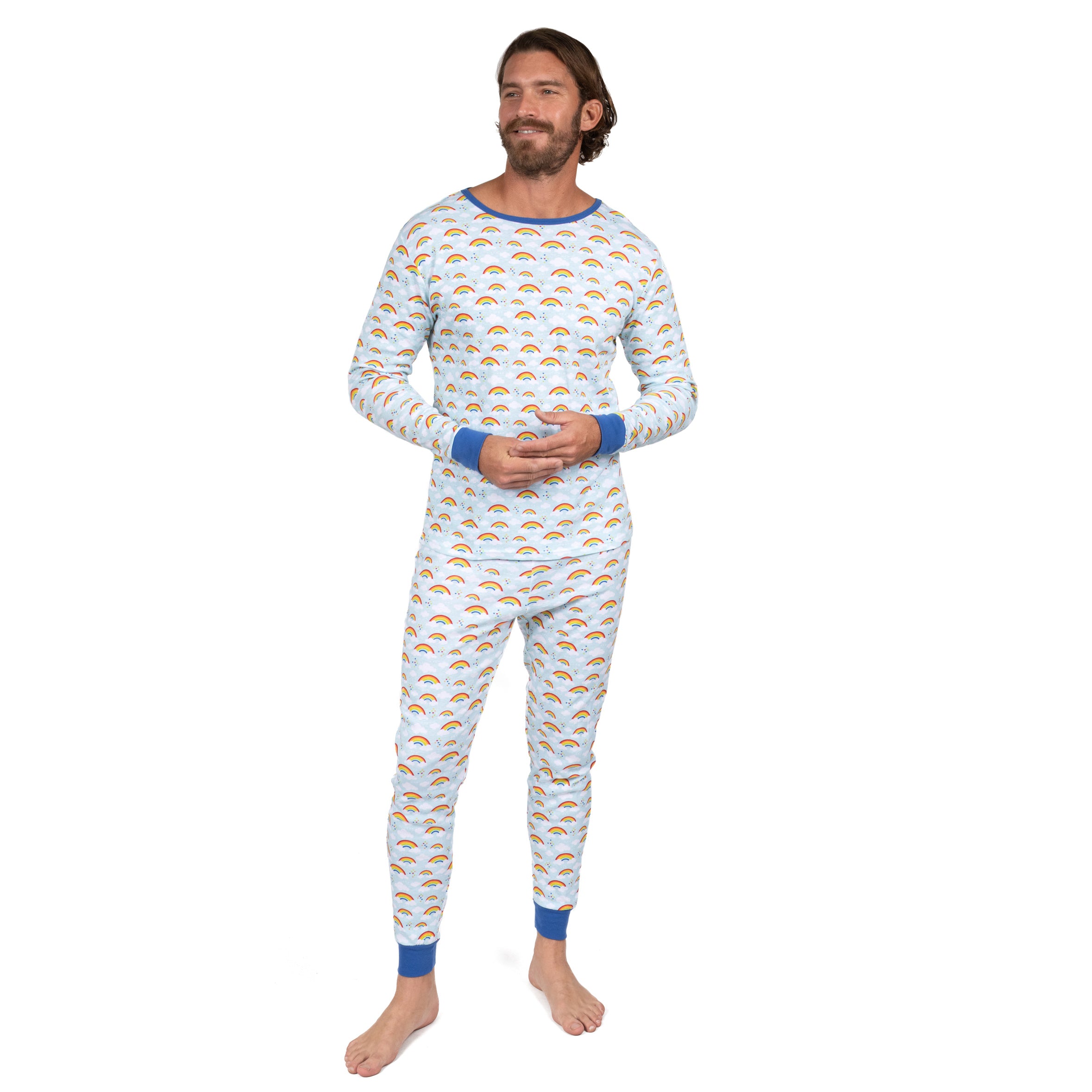 

Мужская пижама из двух частей из хлопка цвета радуги синего цвета Leveret