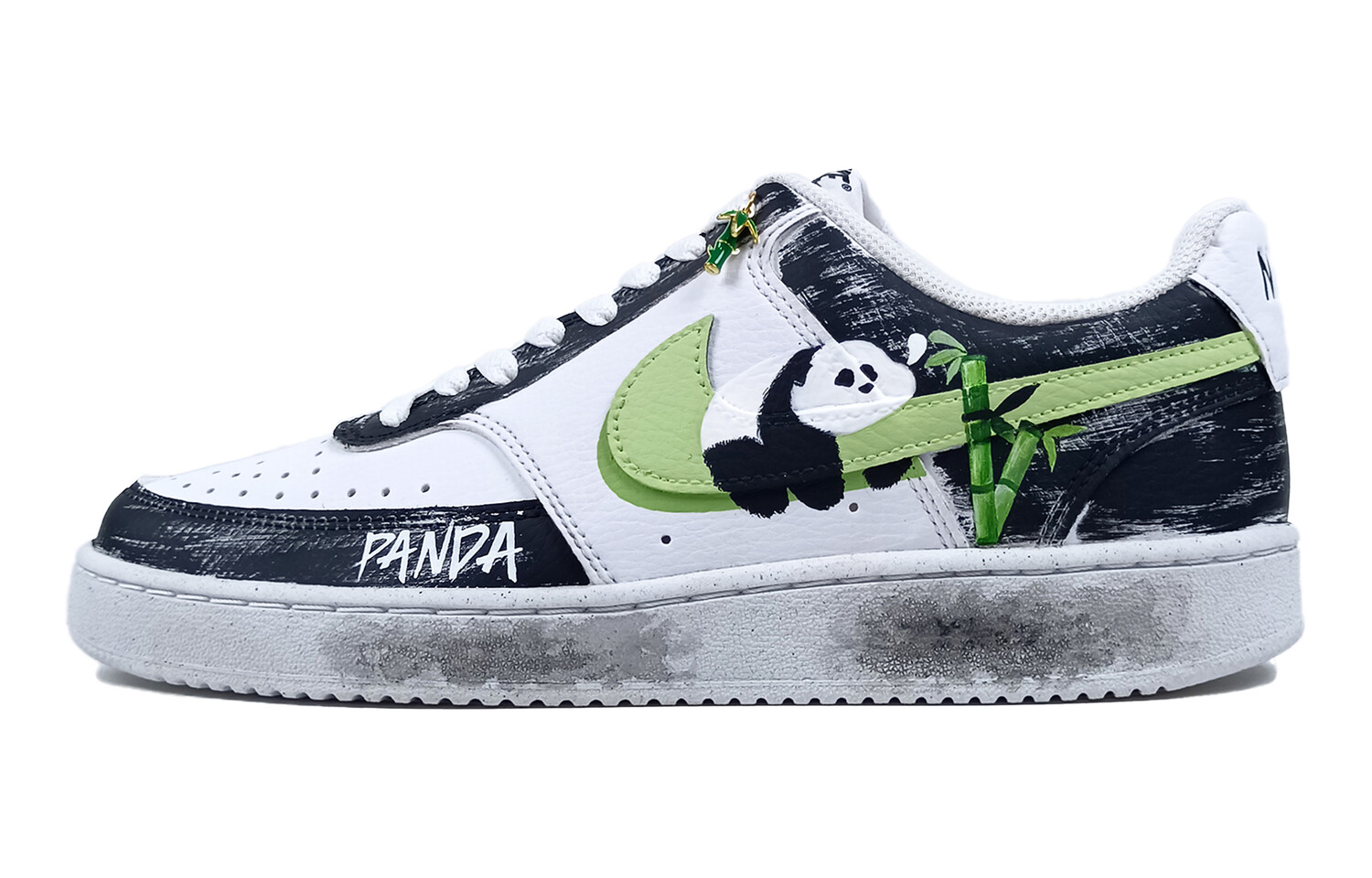 

Кроссовки Nike Court Vision 1 Skateboarding Shoes Men Low-top Cloud White/Core Black/Green Spark, черный