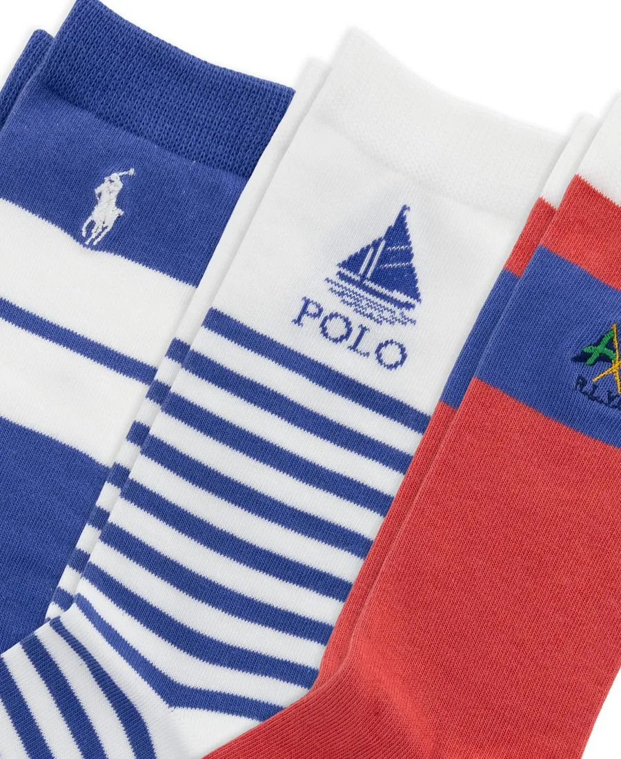 Polo Ralph Lauren Набор из 3 пар носков для девочек 4-11 лет, разные цвета — фото 3