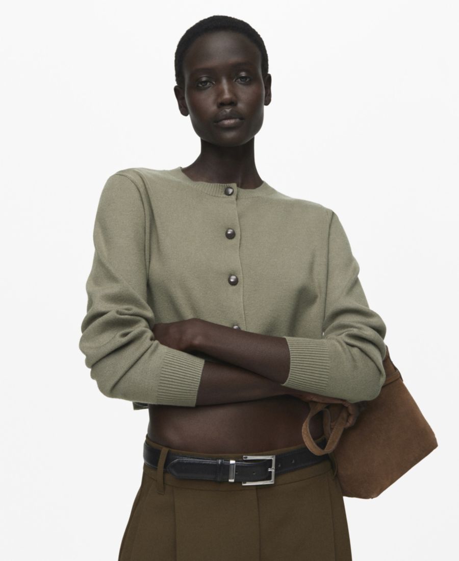 

Женский вязаный кардиган на пуговицах MANGO, Khaki