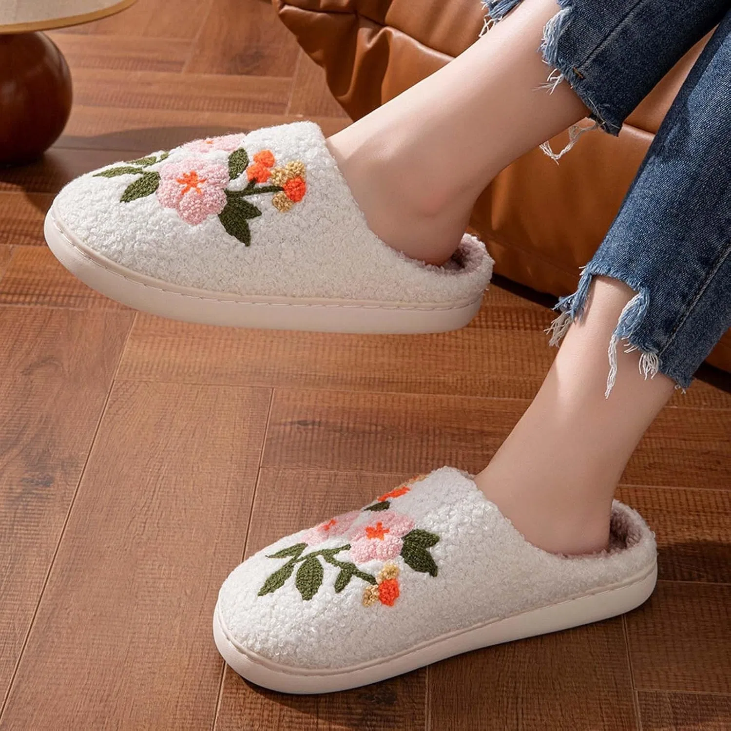 Generisch Hausschuhe Damen Herren Winter Plüsch Pantoffeln Rutschfeste Unisex Warm Hausschlappen Filzpantoffeln Frauen Bequeme Тапочки Ultraweiche Flauschige Hauspantoffeln Warme Schlappen, Weiß 2 — фото 4