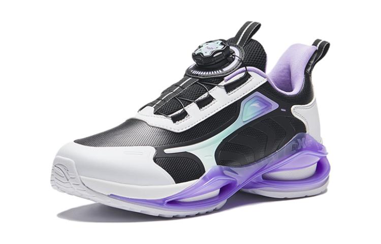 Скользоустойчивые амортизирующие низкие детские кроссовки для бега Black White Purple Antakids — фото 2